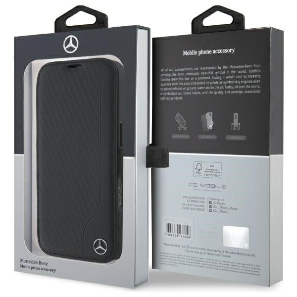 Mercedes Leather Wood Imitation iPhone 16 Pro Case - Black