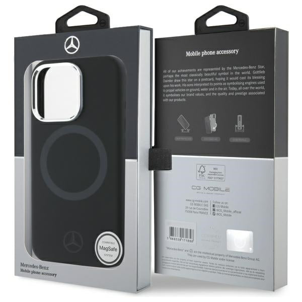 Mercedes Silicone Tonal Logo MagSafe iPhone 16 Pro Max Case - Black