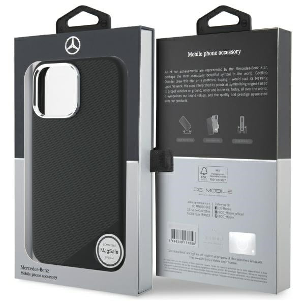 Mercedes MEHMP16L23SUGDK iPhone 16 Pro 6.3" black/black hardcase Silicone Tonal Logo Wood Pattern MagSafe