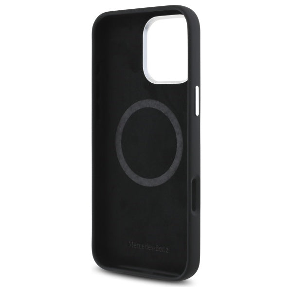 Mercedes MEHMP16L23SUGDK iPhone 16 Pro 6.3" black/black hardcase Silicone Tonal Logo Wood Pattern MagSafe