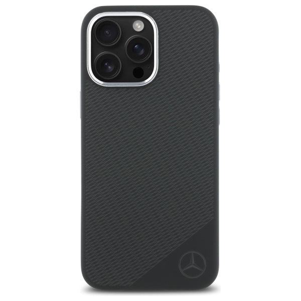 Mercedes MEHMP16L23SUGDK iPhone 16 Pro 6.3" black/black hardcase Silicone Tonal Logo Wood Pattern MagSafe