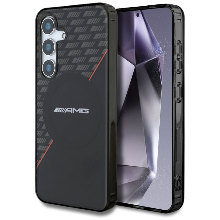 AMG Double Layer Rhombs MagSafe Case for Samsung Galaxy S25 - Black/Red