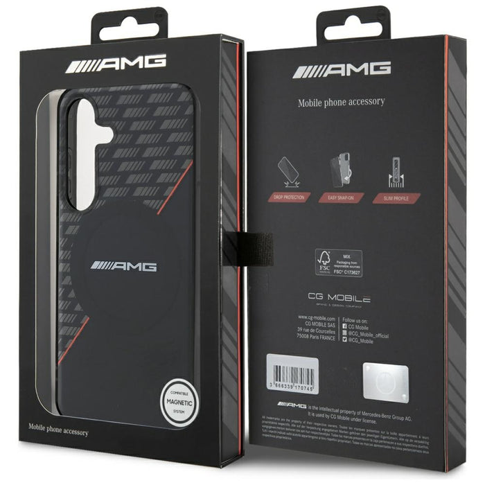 AMG Double Layer Rhombs MagSafe Case for Samsung Galaxy S25 - Black/Red