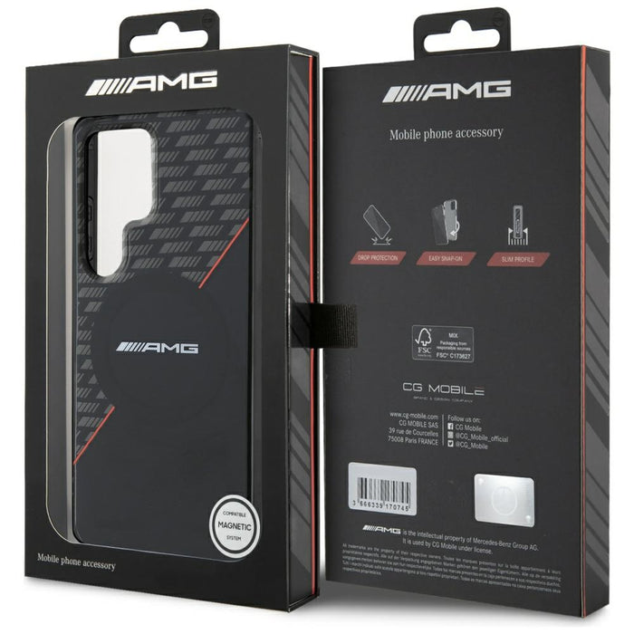 AMG Double Layer Rhombs MagSafe Case for Samsung Galaxy S25 Ultra - Black/Red