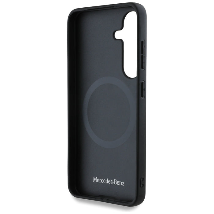 Mercedes Leather Horizontal Debossed Curves MagSafe Case for Samsung Galaxy S25 - Black