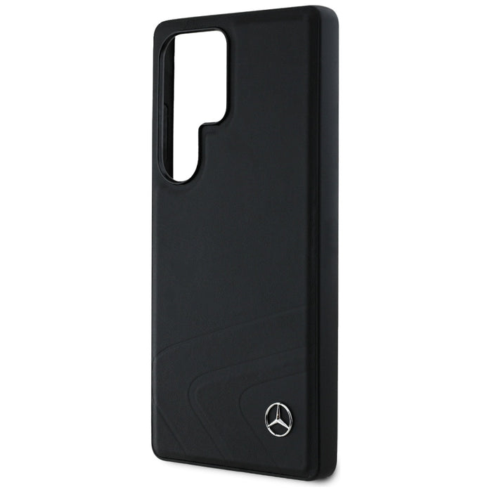 Mercedes Leather Horizontal Debossed Curves MagSafe Case for Samsung Galaxy S25 Ultra - Black