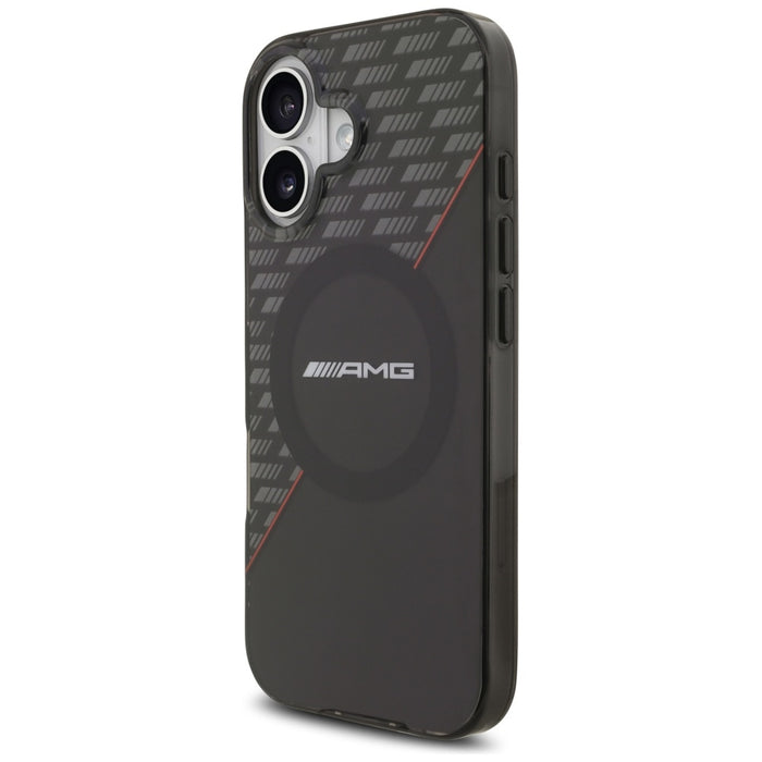 AMG Double Layer Transparent Rhombs MagSafe Case for iPhone 17 - Black and Red