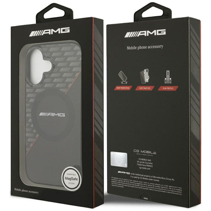 AMG Double Layer Transparent Rhombs MagSafe Case for iPhone 17 - Black and Red