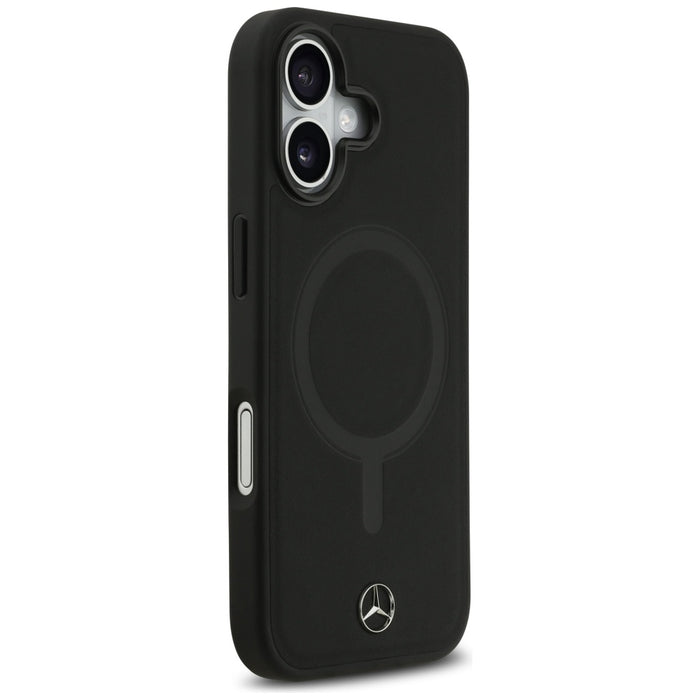 Mercedes Plain Smooth Leather MagSafe case for iPhone 17 - black