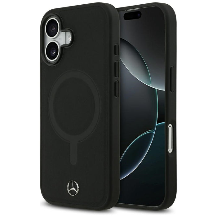 Mercedes Plain Smooth Leather MagSafe case for iPhone 17 - black