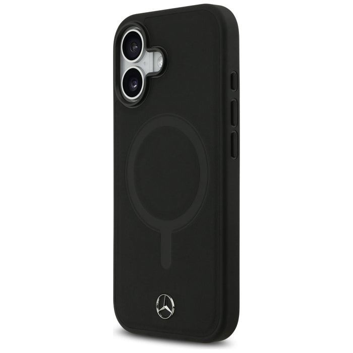 Mercedes Plain Smooth Leather MagSafe case for iPhone 17 - black
