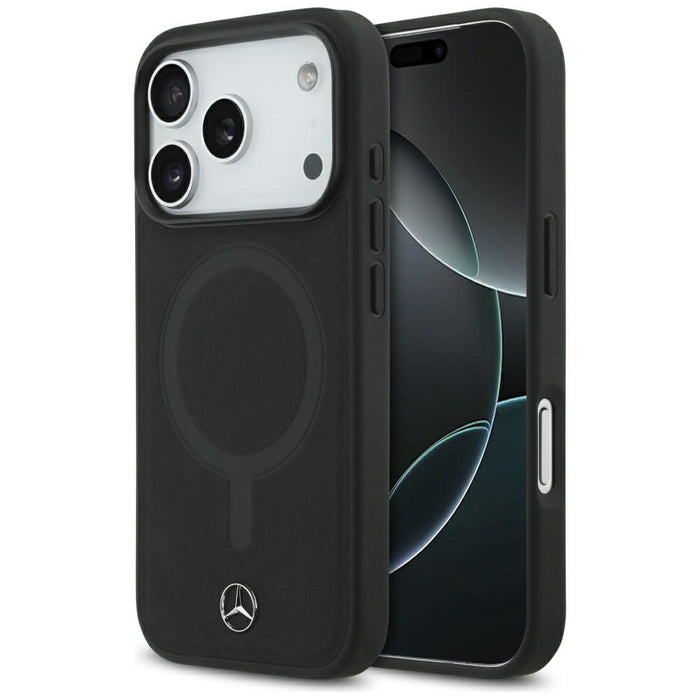 Mercedes Plain Smooth Leather MagSafe Case for iPhone 17 Pro - Black