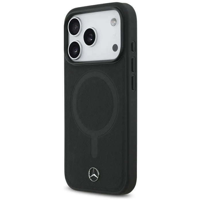 Mercedes Plain Smooth Leather MagSafe Case for iPhone 17 Pro - Black