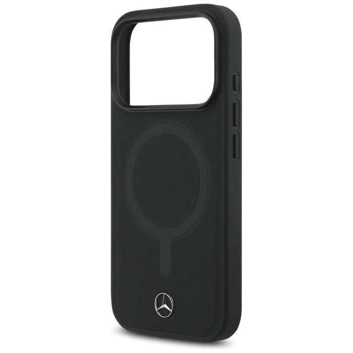 Mercedes Plain Smooth Leather MagSafe Case for iPhone 17 Pro - Black