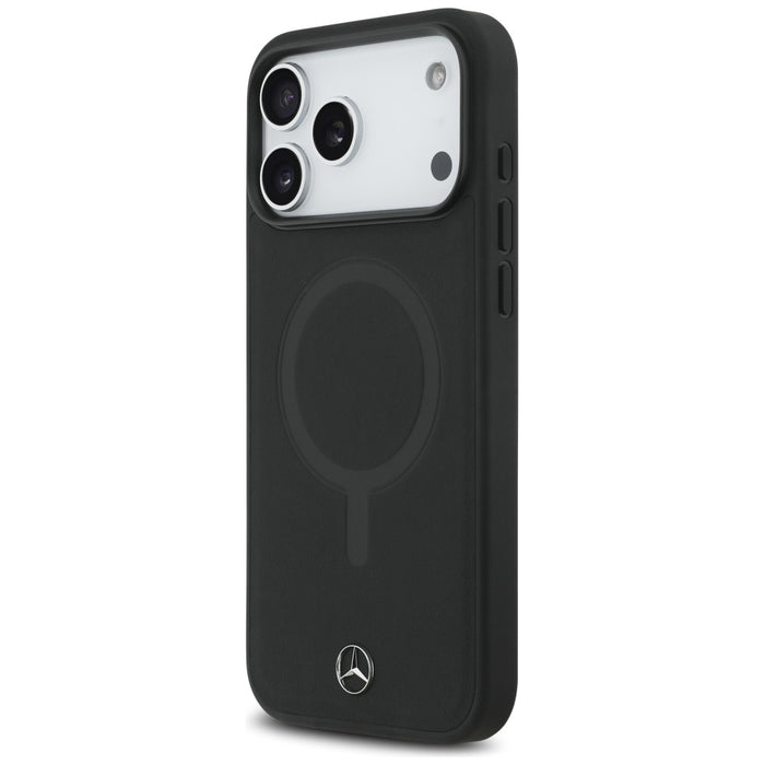 Mercedes Plain Smooth Leather MagSafe Case for iPhone 17 Pro Max - Black