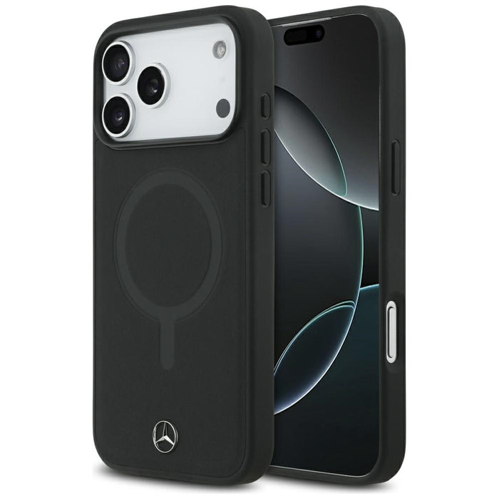 Mercedes Plain Smooth Leather MagSafe Case for iPhone 17 Pro Max - Black