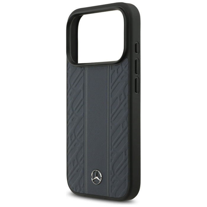 Mercedes Leather Laurel Leaves Stripes MagSafe Case for iPhone 17 Pro - Blue
