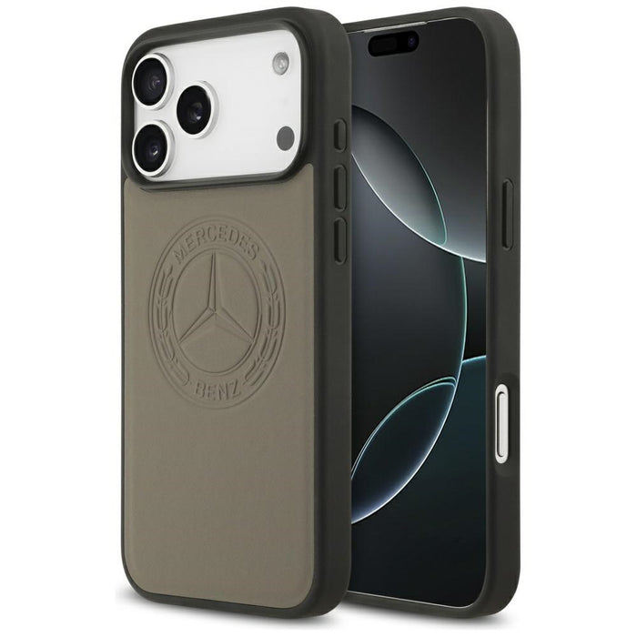 Mercedes Leather Vintage Logo MagSafe Case for iPhone 17 Pro Max - Beige