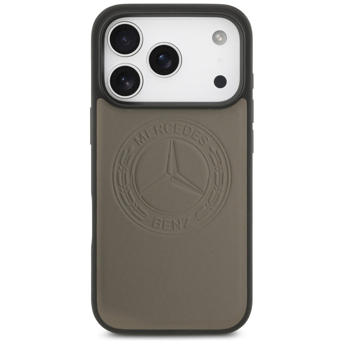 Mercedes Leather Vintage Logo MagSafe Case for iPhone 17 Pro - Beige