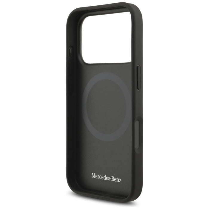 Mercedes Leather Large Laurel Leave MagSafe Case for iPhone 17 Pro - Black