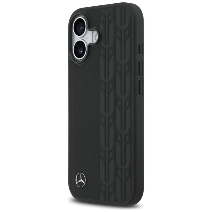 Mercedes Leather Laurel Leaves MagSafe Case for iPhone 17 - Black