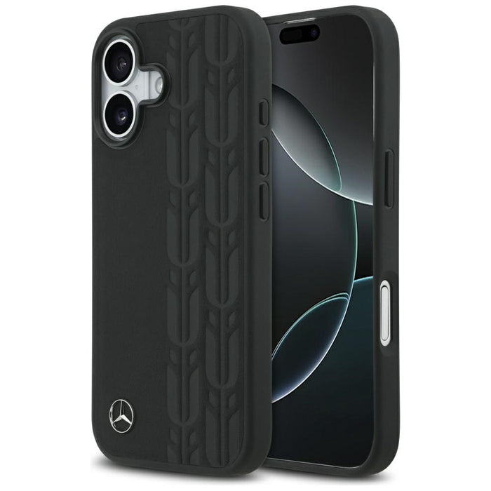 Mercedes Leather Laurel Leaves MagSafe Case for iPhone 17 - Black