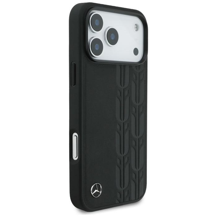 Mercedes Leather Laurel Leaves MagSafe Case for iPhone 17 Pro Max - Black