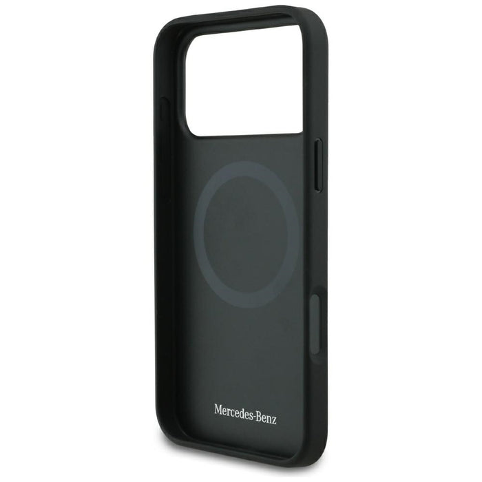 Mercedes Leather Laurel Leaves MagSafe Case for iPhone 17 Pro Max - Black