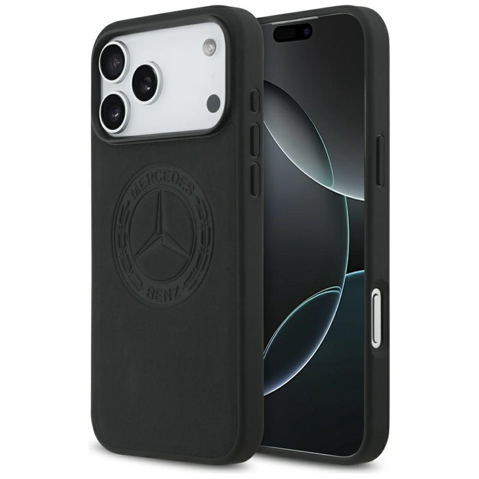 Mercedes Leather Vintage Logo MagSafe Case for iPhone 17 Pro Max - Black