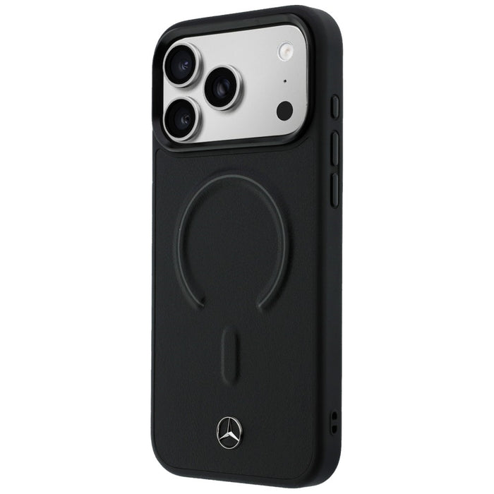Mercedes Leather 3D MagSafe Case for iPhone 17 Pro - Black