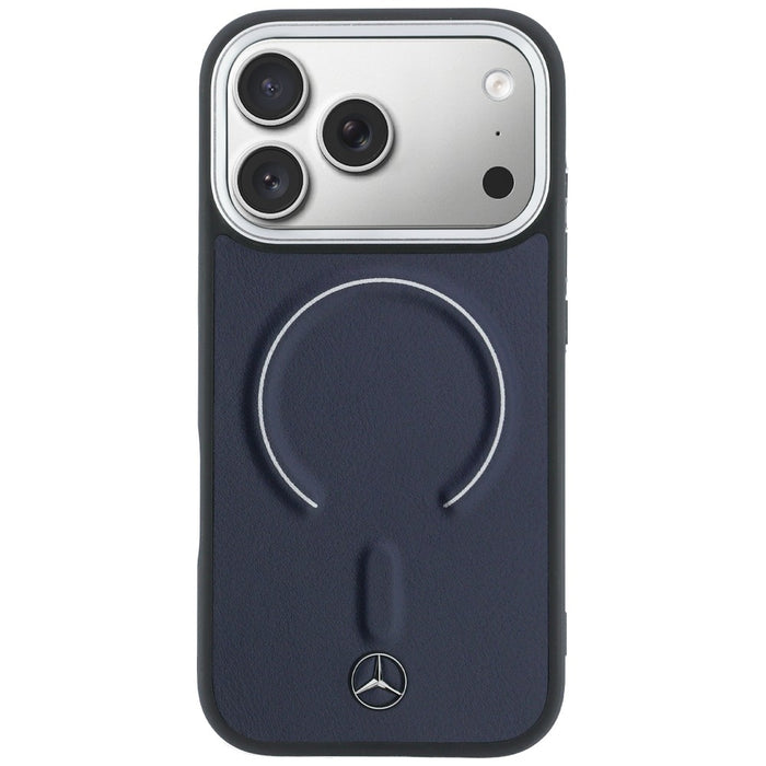 Mercedes Leather 3D MagSafe Case for iPhone 17 Pro Max - Navy Blue