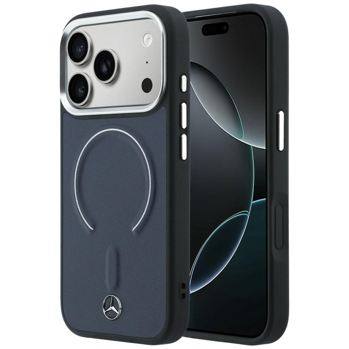 Mercedes Leather 3D MagSafe Case for iPhone 17 Pro Max - Navy Blue