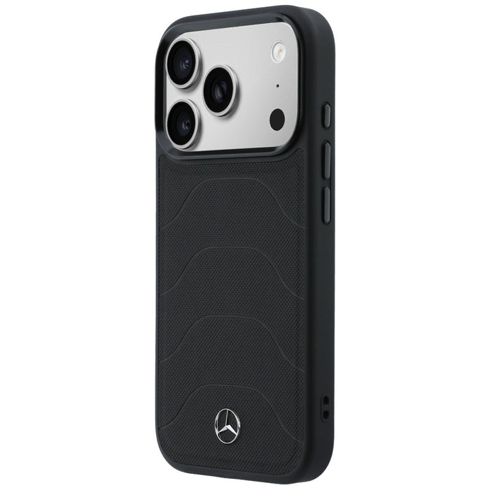 Mercedes Leather Mesh with Bow Line MagSafe Case for iPhone 17 Pro - Black