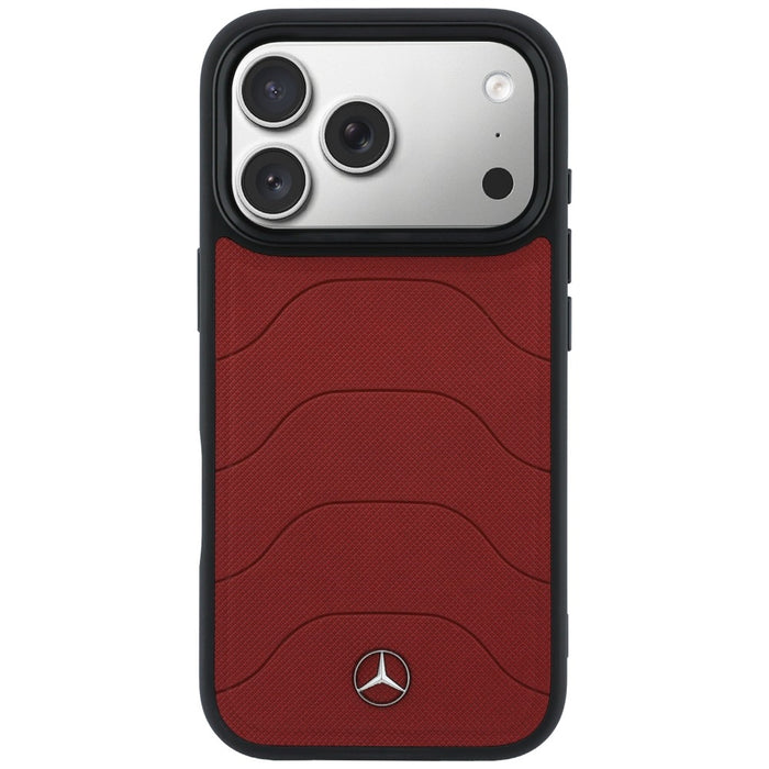 Mercedes Leather Mesh with Bow Line MagSafe Case for iPhone 17 Pro - Red