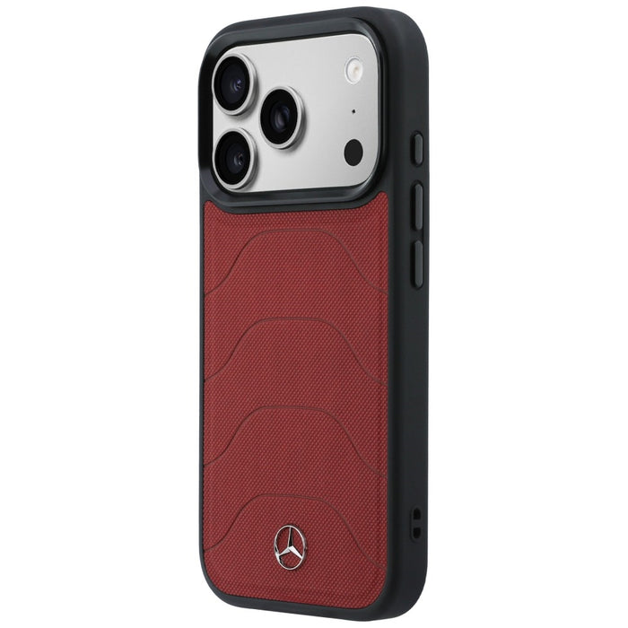Mercedes Leather Mesh with Bow Line MagSafe Case for iPhone 17 Pro - Red