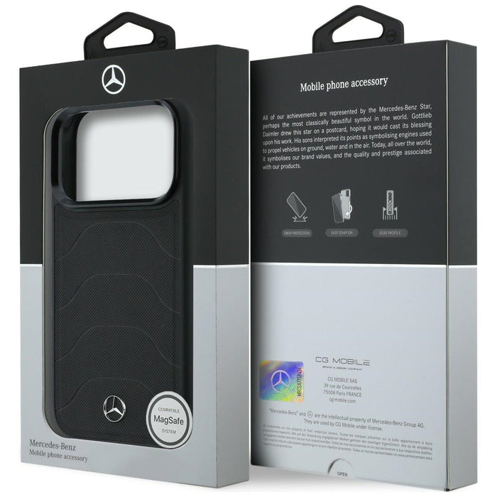 Mercedes Leather Mesh with Bow Line MagSafe Case for iPhone 17 Pro Max - Black