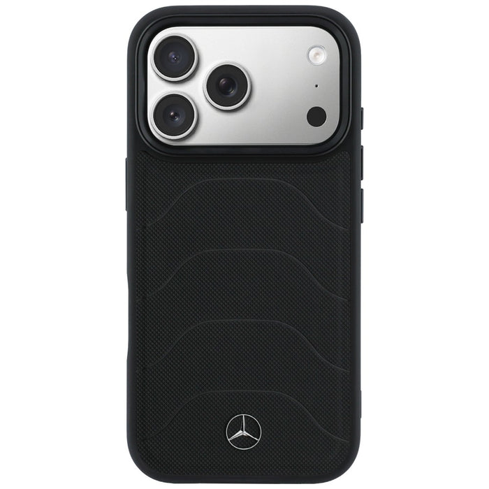Mercedes Leather Mesh with Bow Line MagSafe Case for iPhone 17 Pro Max - Black