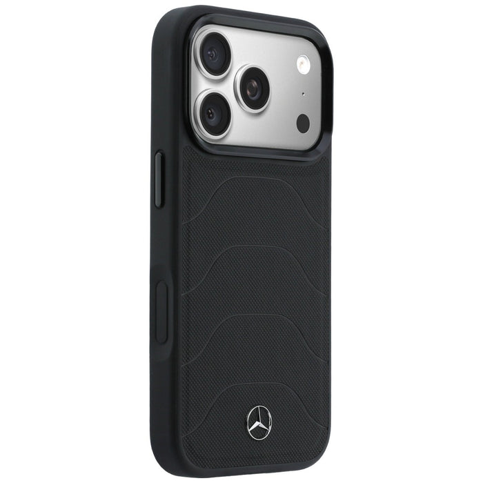 Mercedes Leather Mesh with Bow Line MagSafe Case for iPhone 17 Pro Max - Black