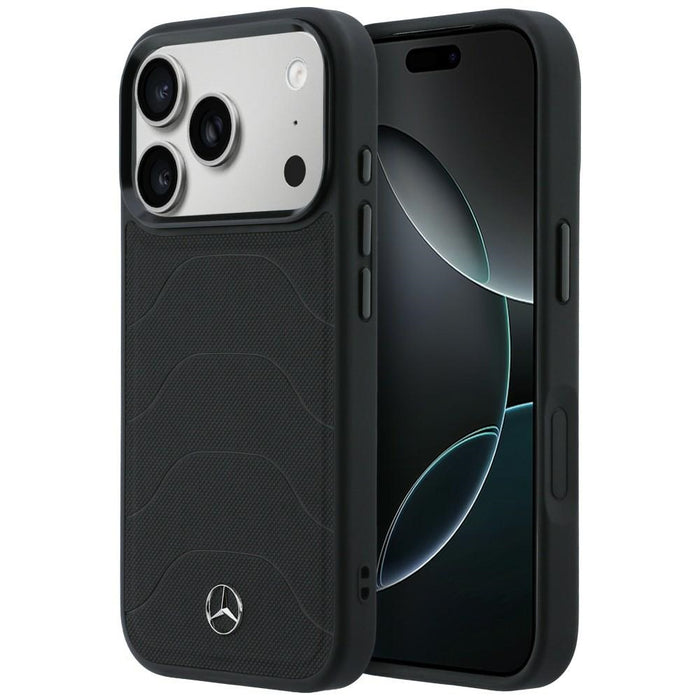 Mercedes Leather Mesh with Bow Line MagSafe Case for iPhone 17 Pro Max - Black