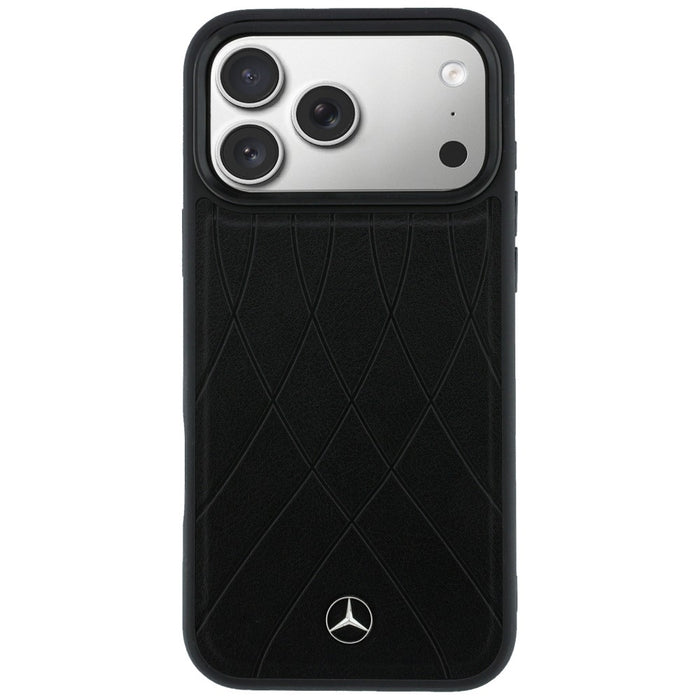 Mercedes Leather with Crossed Lines MagSafe case for iPhone 17 Pro - black