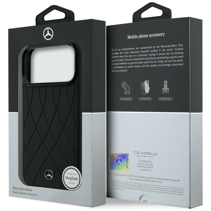 Mercedes Leather with Crossed Lines MagSafe case for iPhone 17 Pro - black