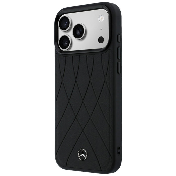 Mercedes Leather with Crossed Lines MagSafe case for iPhone 17 Pro Max - black