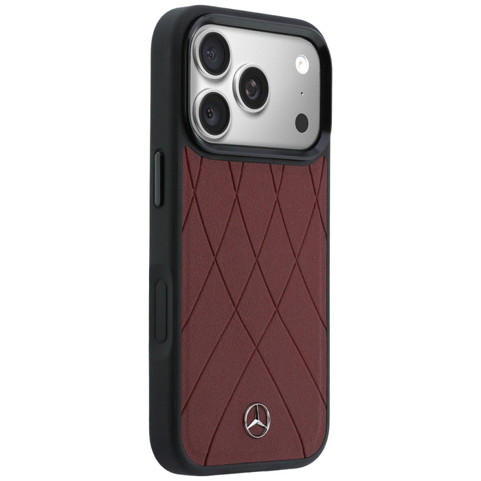 Mercedes Leather with Crossed Lines MagSafe case for iPhone 17 Pro Max - red