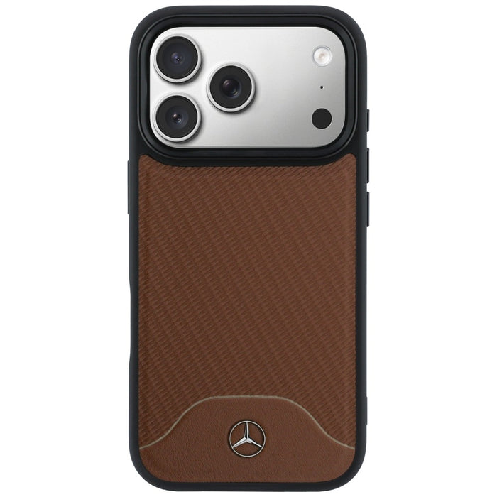 Mercedes Leather Wood Effect and Curve MagSafe case for iPhone 17 Pro - brown
