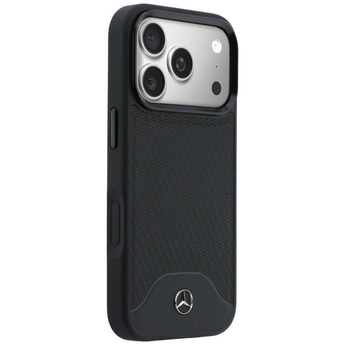 Mercedes Leather Wood Effect and Curve MagSafe case for iPhone 17 Pro - black