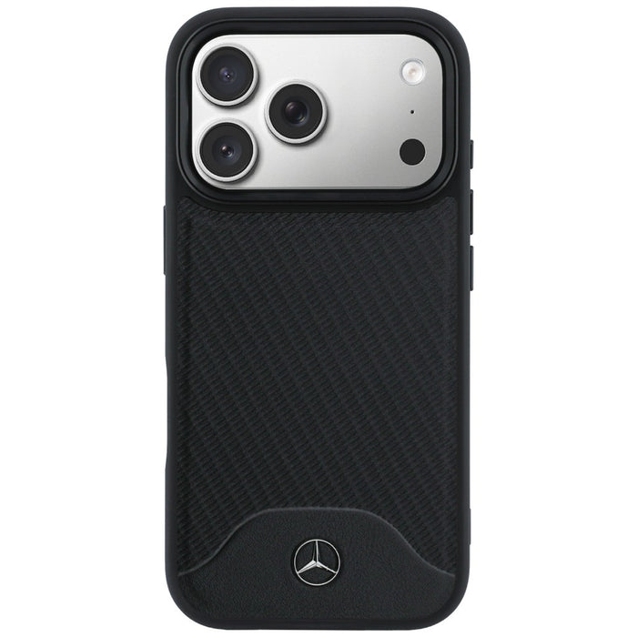 Mercedes Leather Wood Effect and Curve MagSafe case for iPhone 17 Pro Max - black