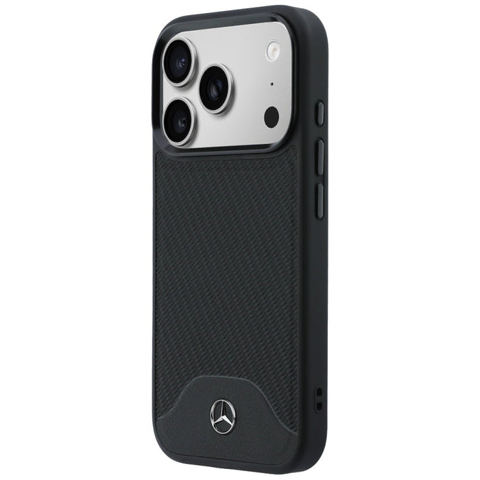 Mercedes Leather Wood Effect and Curve MagSafe case for iPhone 17 Pro Max - black