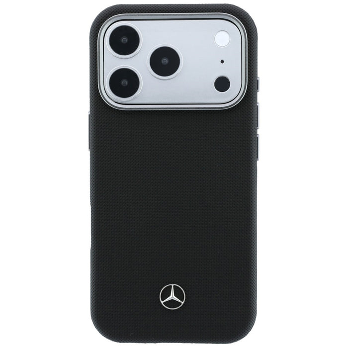 Mercedes Leather Semi Wrap Grill Pattern MagSafe Case for iPhone 17 Pro - Black