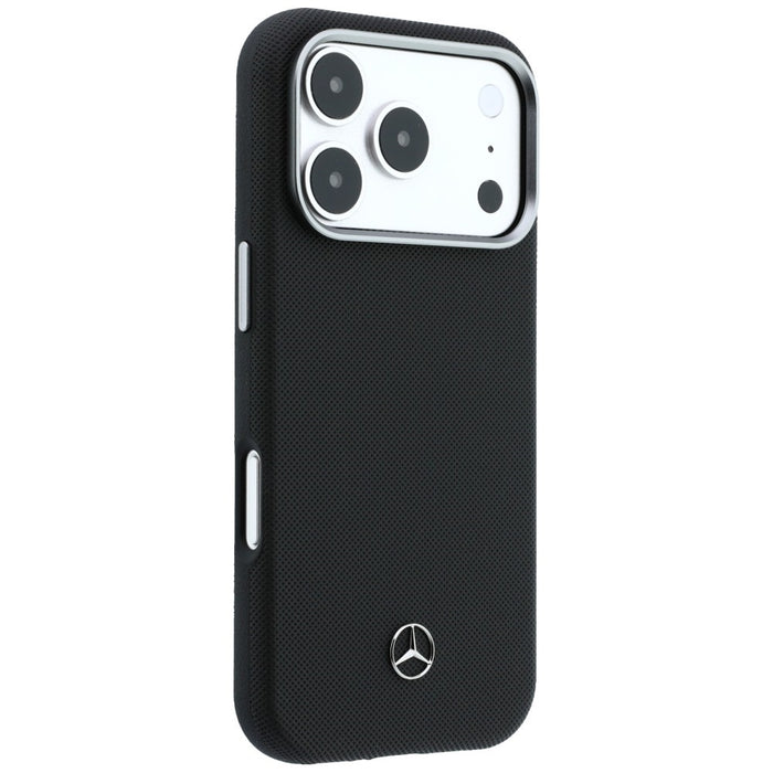 Mercedes Leather Semi Wrap Grill Pattern MagSafe Case for iPhone 17 Pro - Black