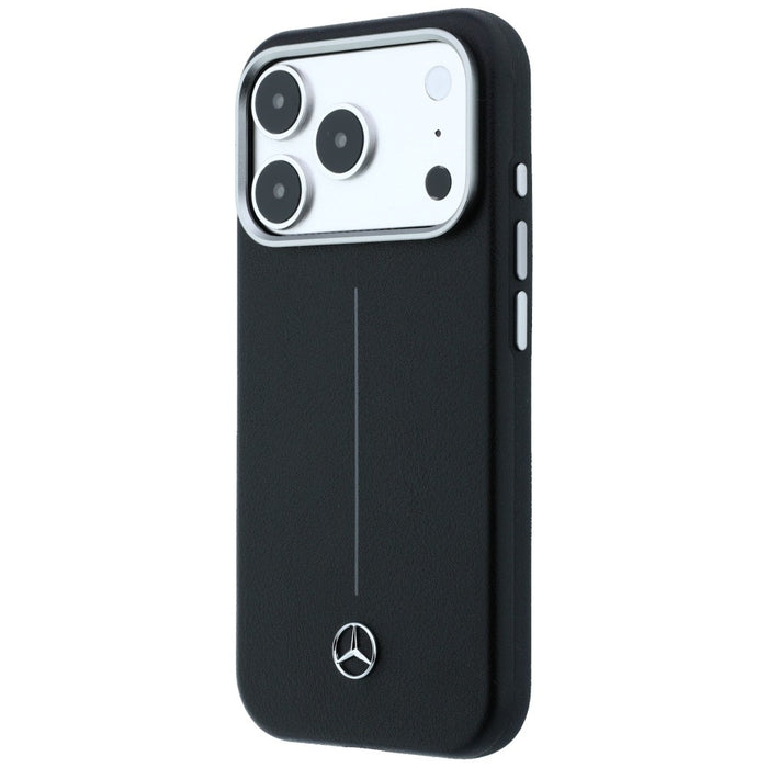 Mercedes Leather Semi Wrap Iconic Line MagSafe Case for iPhone 17 Pro - Black